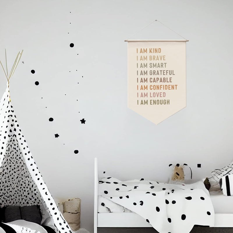 WCDHOR Affirmations Wall Hanging Art for Kids, Classroom Wall Art, I am Enough, Kid's Bedroom, Rainbow Affirmations Wall Banner, I am Kind Smart Loved, Inspirational Nursery Decor - Image 4